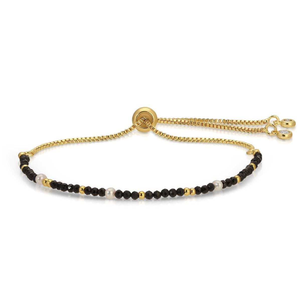 Stone Pulley Bracelet (black & gold)