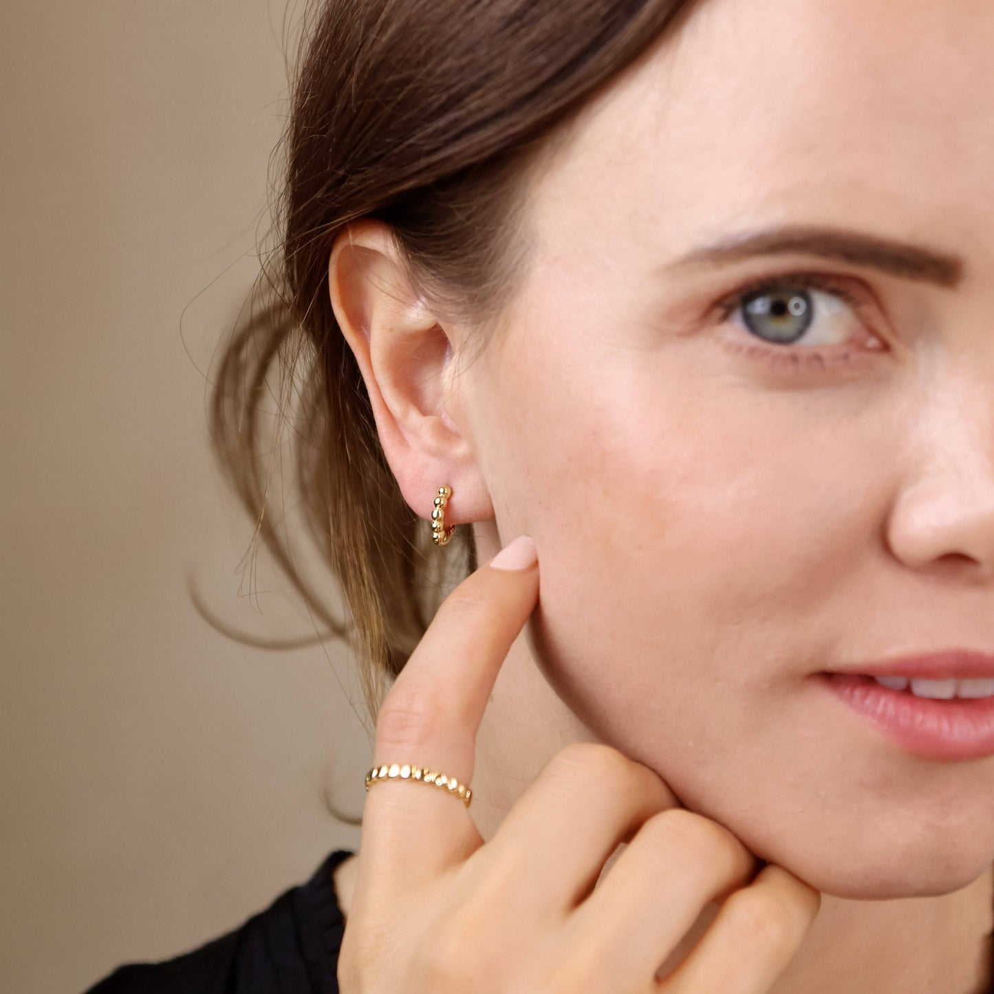 Mini Beaded Clicker Hoop Earrings