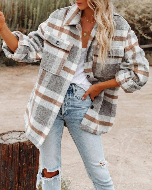 Plaid Button Down Flannel Jacket
