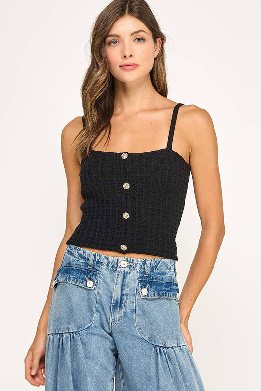 BUTTON FRONT KNIT CAMI