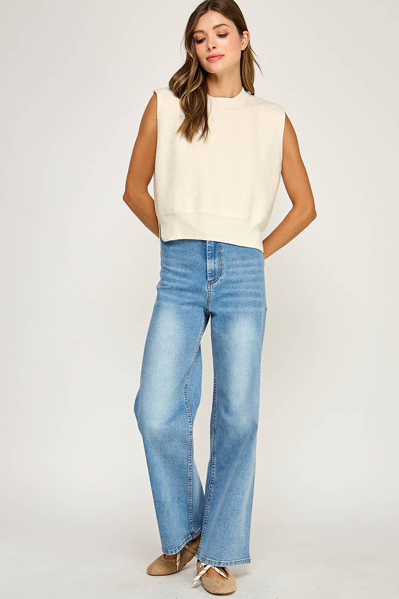 RIBBED SLEEVELESS KNIT