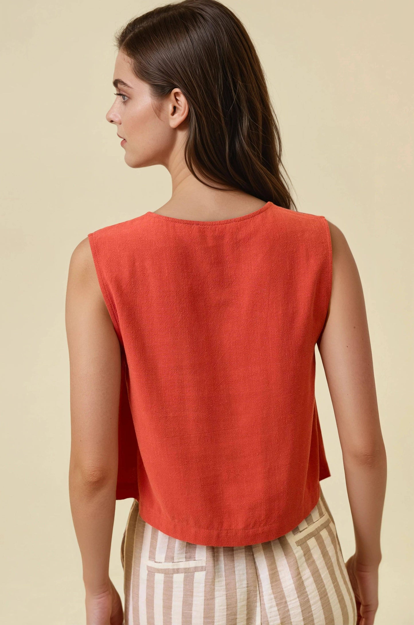 Linen button tank