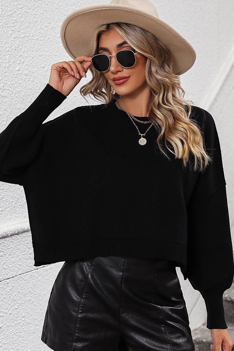 Ribbed Hem Knit Sweater