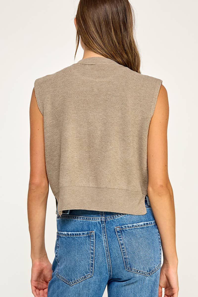 Ribbed Sleeveless Knit Top – Women's Chic Relaxed Fit Layering Top