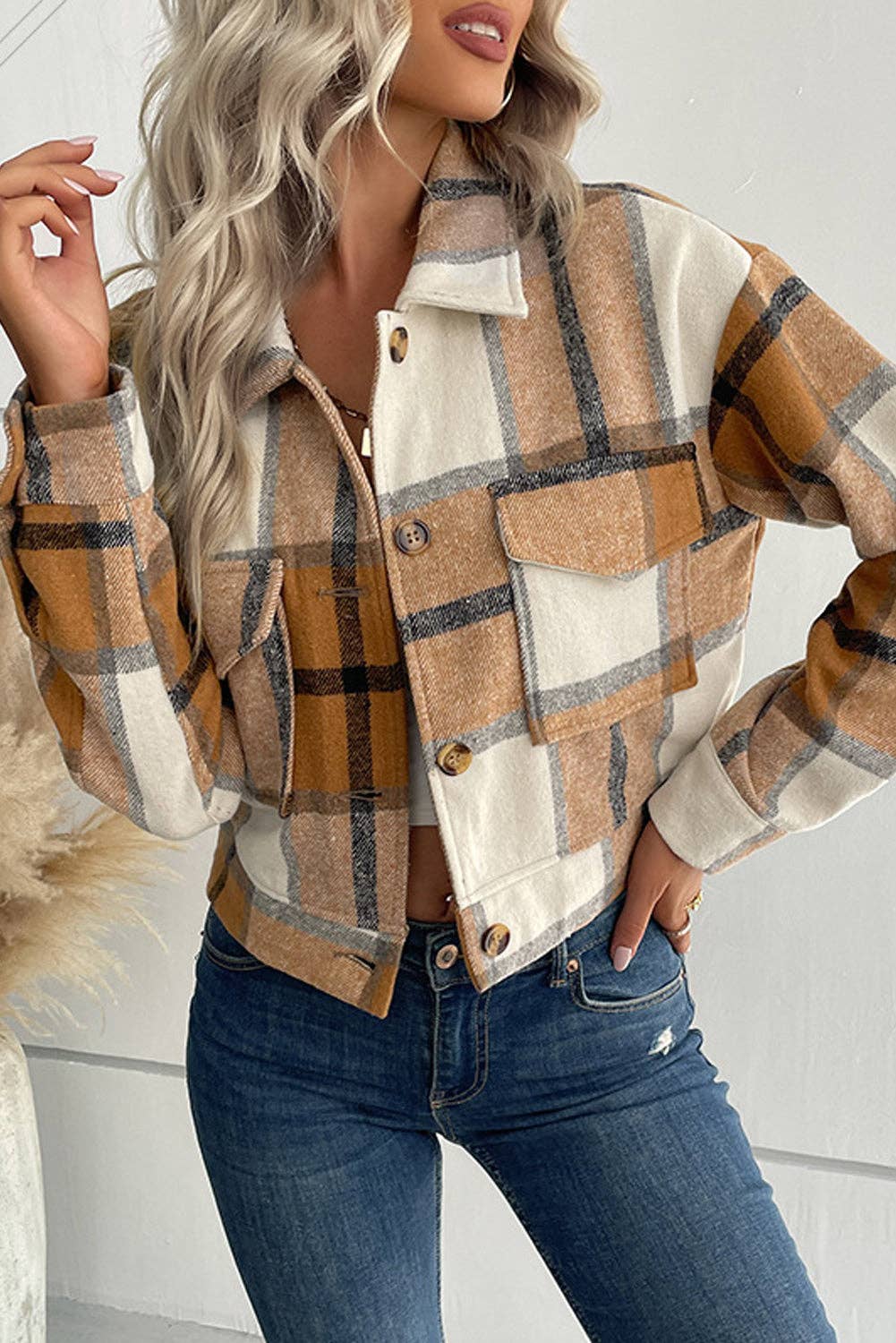 Plaid Flannel Button Jacket