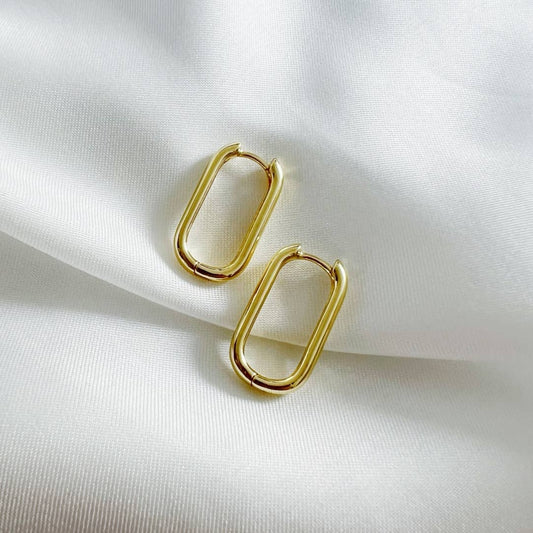 Kamryn Oblong Oval Hoops Earrings Gold Filled