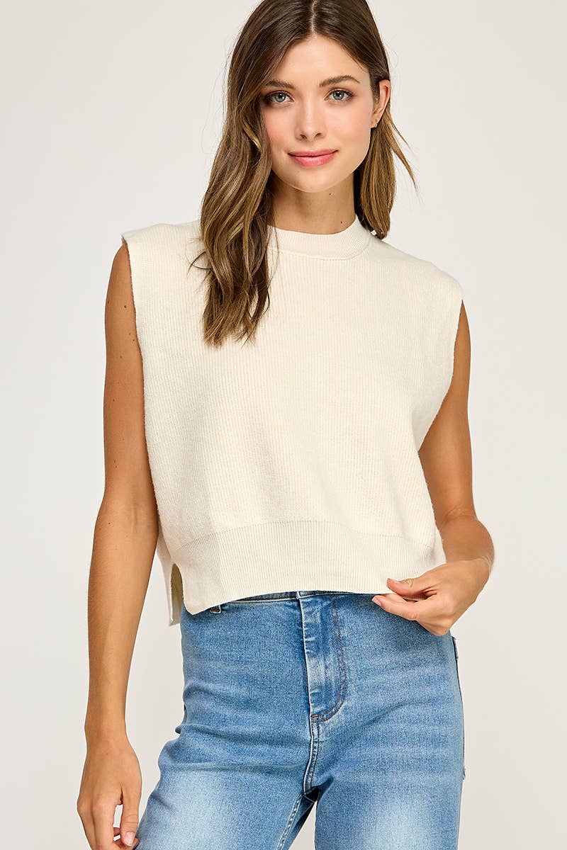 RIBBED SLEEVELESS KNIT