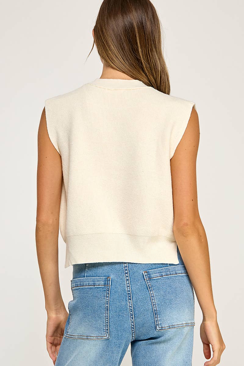 RIBBED SLEEVELESS KNIT
