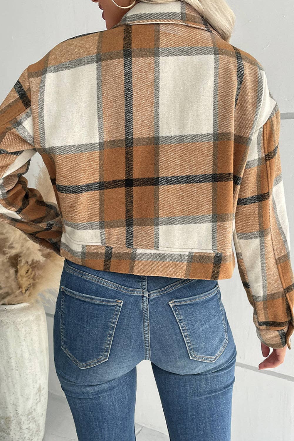 Plaid Flannel Button Jacket