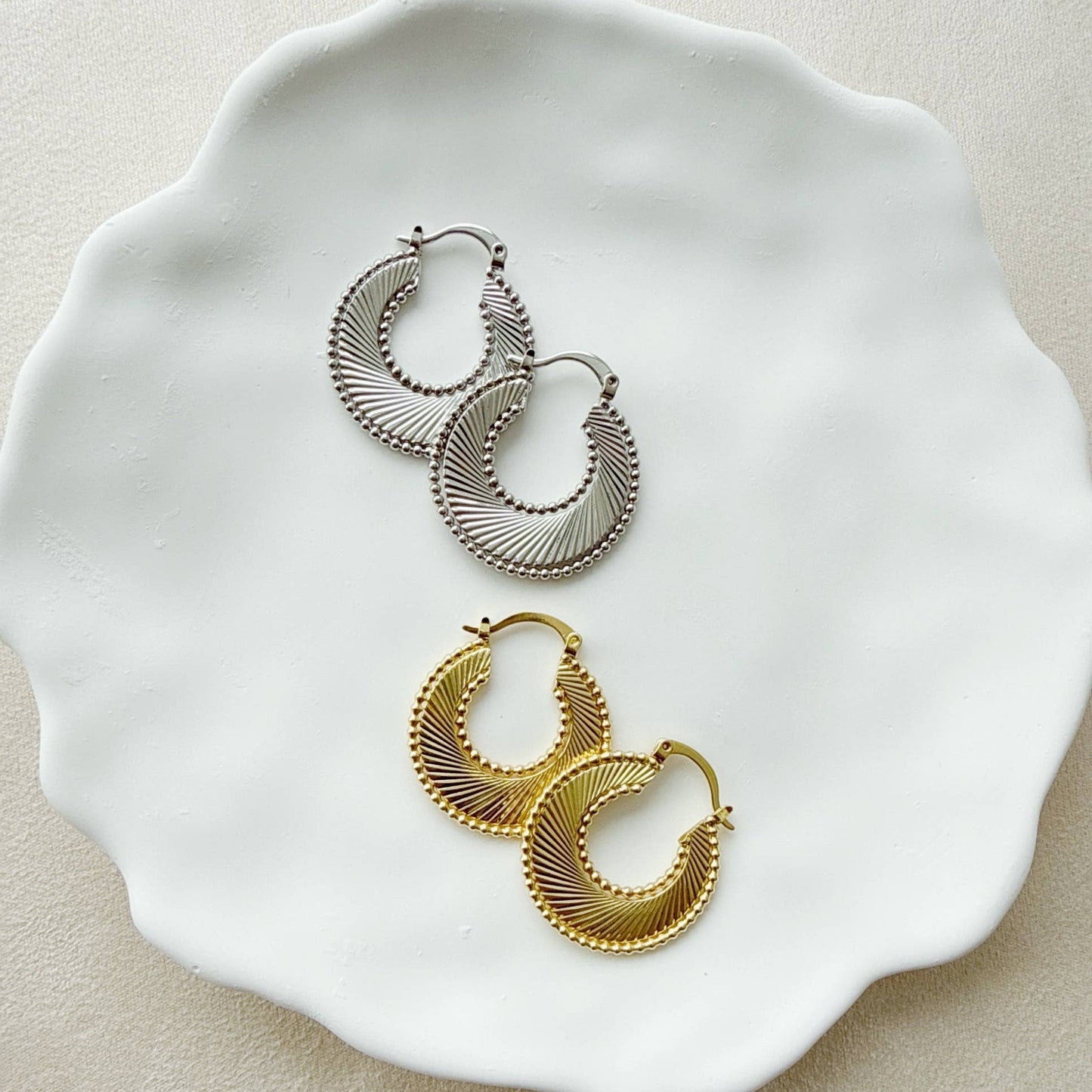 Freedom Sunburst Spiral Hoops Earrings