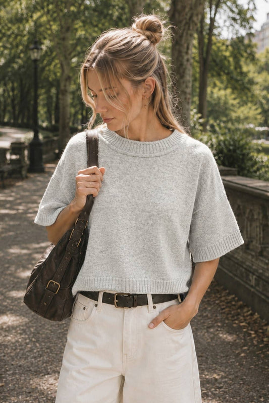 Feather Soft Short Sleeve Knit Sweater