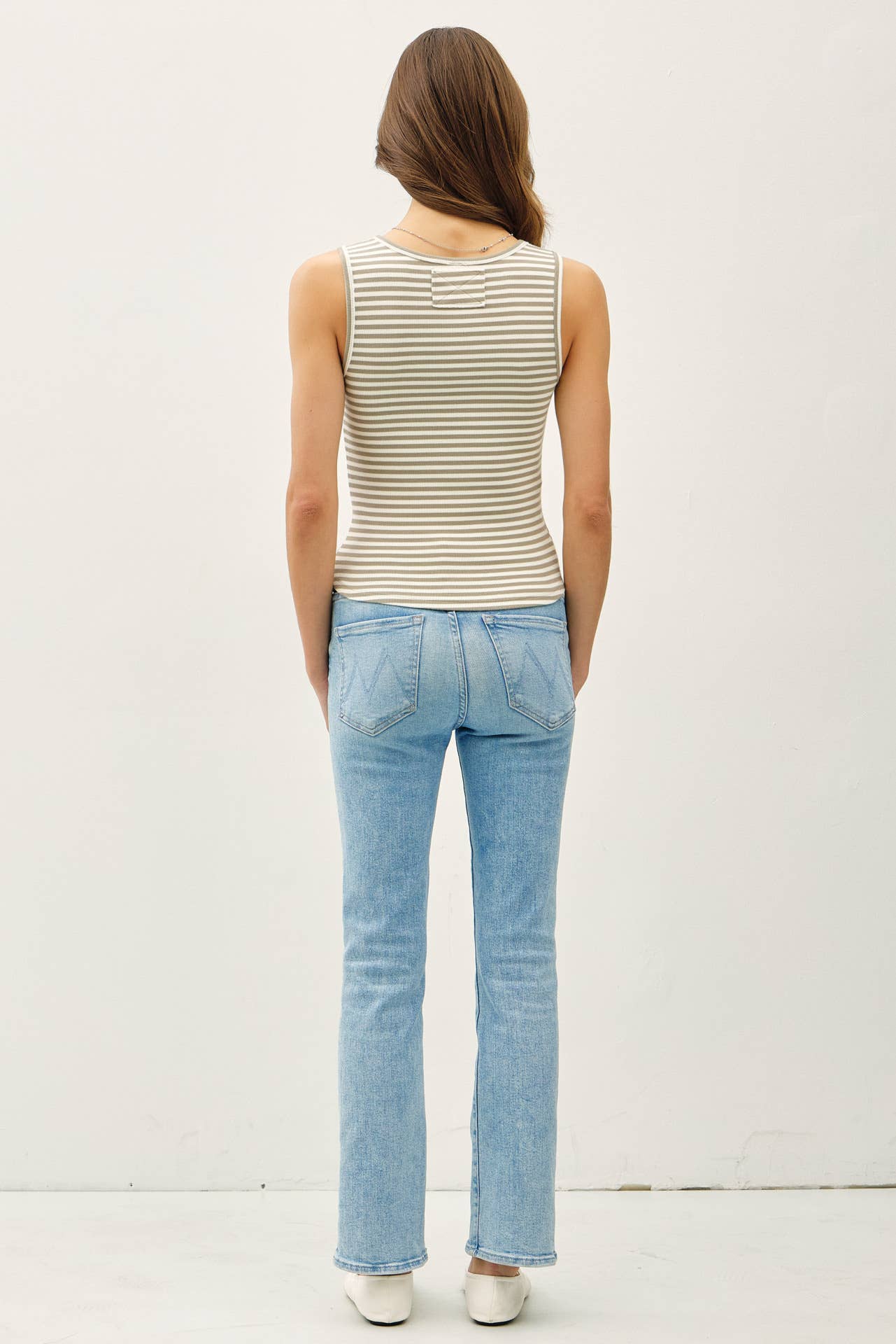 Khaki stripe tank Top