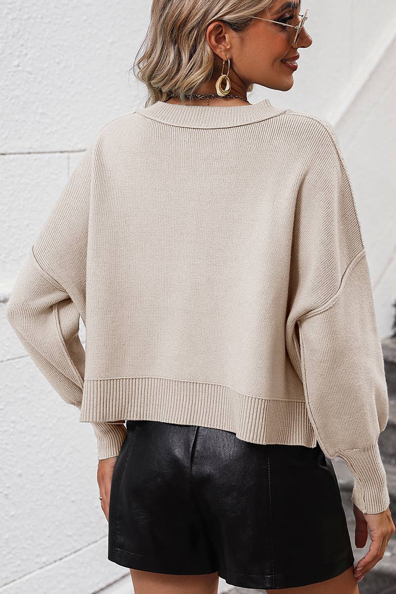Ribbed Hem Knit Sweater