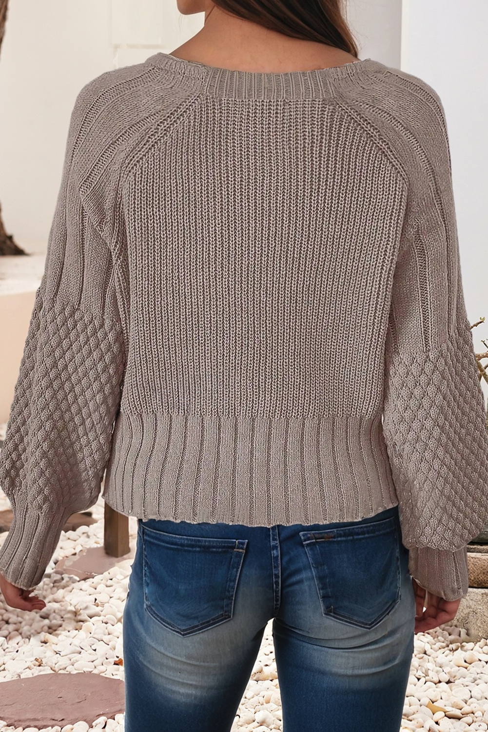 Button V Neck Sweater