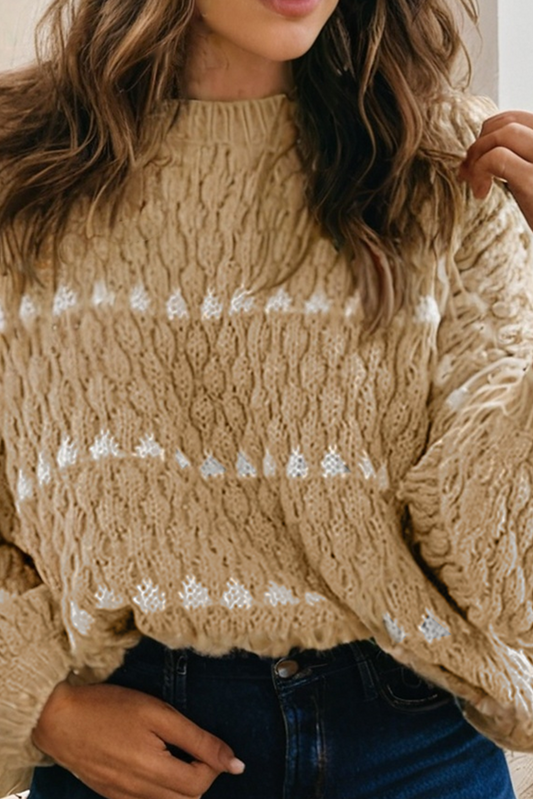 Textured Knit Puff Sleeve Sweater