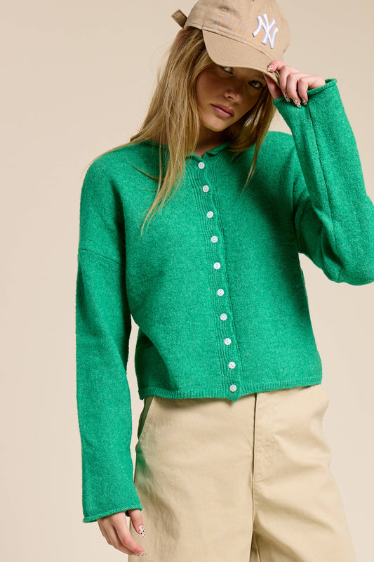 Cardigan Top in Kelly Green
