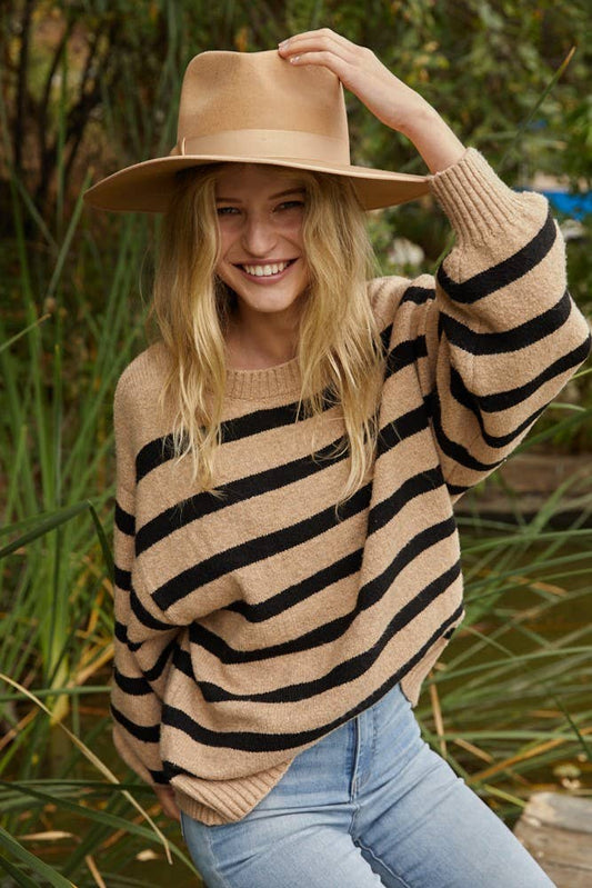 Oversized Striped Sweater Top